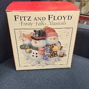 Fitz and Floyd Frosty Folks Musical Snowman Set
